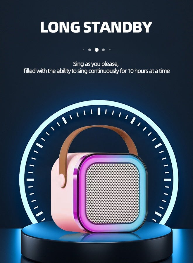 جهاز كاريوكي محمول بتقنية بلوتوث مع ميكروفون لاسلكي، وسماعة كاريوكي صغيرة بخمسة أوضاع إضاءة RGB، ومُغير صوت، وتقنية بلوتوث 5.3، مناسب للأطفال والكبار، للحفلات المنزلية، والسفر، والتوصيل بالتلفزيون. - Image 4